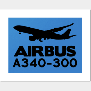 Airbus A340-300 Silhouette Print (Black) Posters and Art